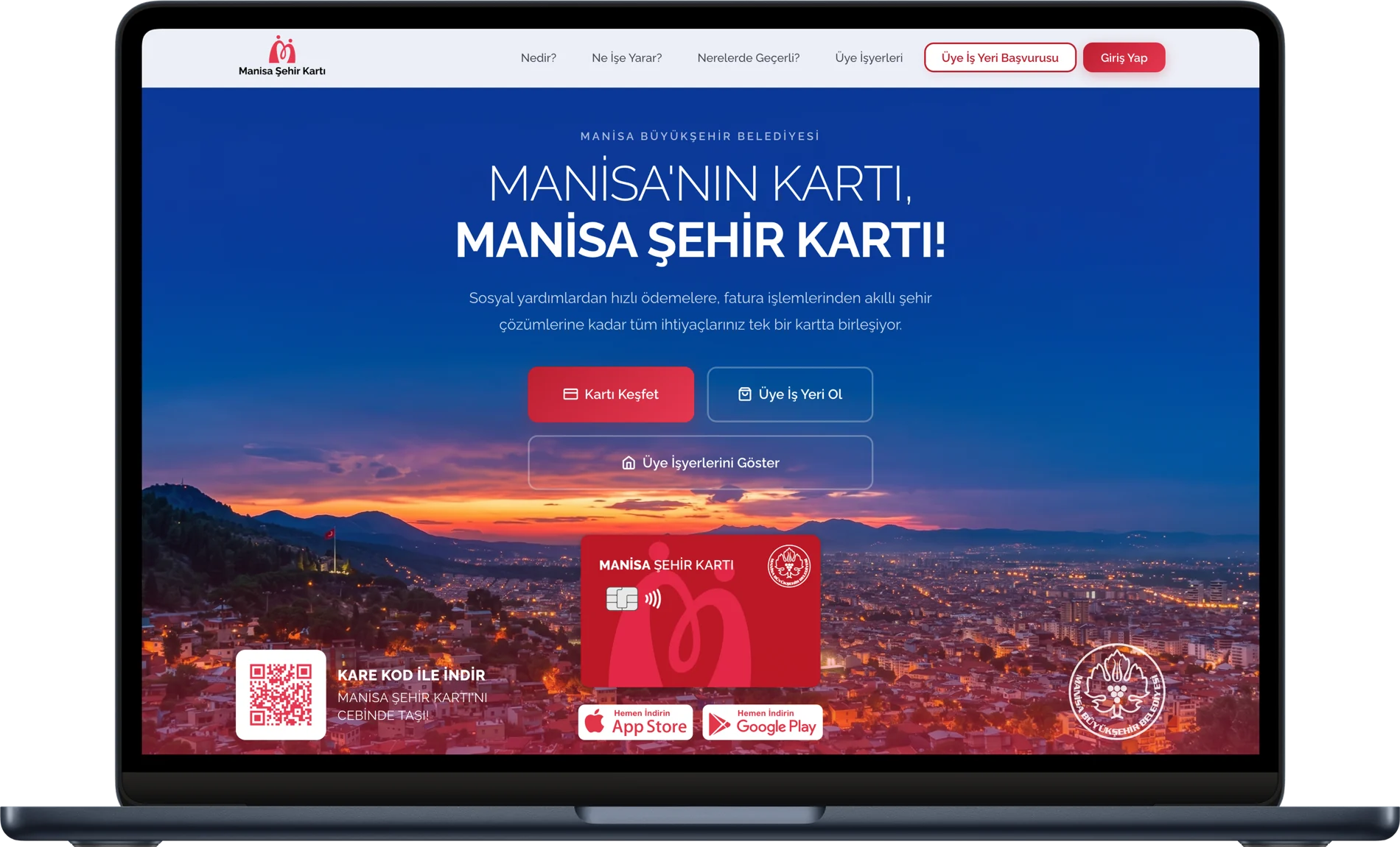 Manisa Şehir Kartı web sitesi masaüstü görünümü