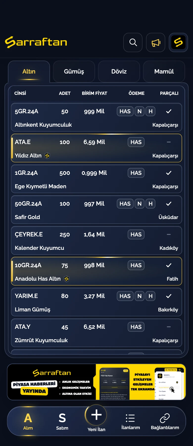 Sarraftan · Mobil Uygulama