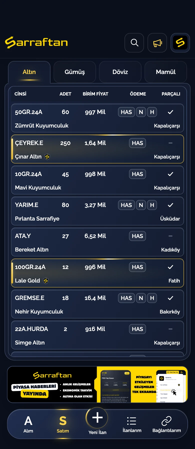 Sarraftan · Mobil Uygulama