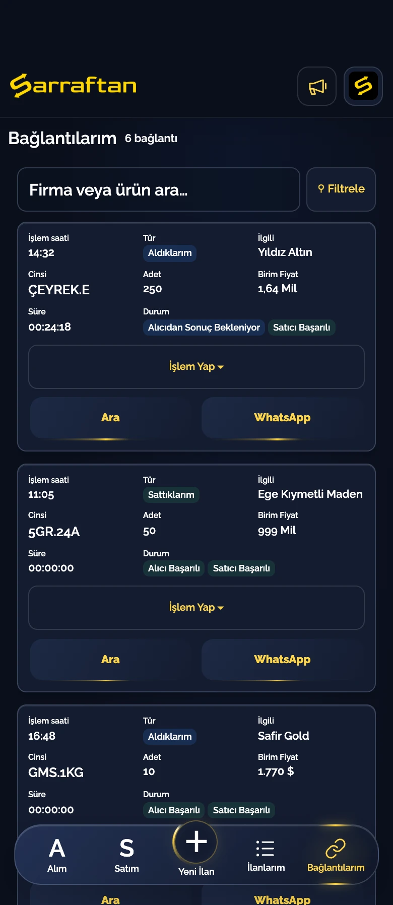 Sarraftan · Mobil Uygulama