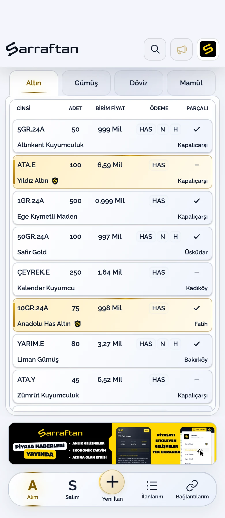 Sarraftan · Mobil Uygulama