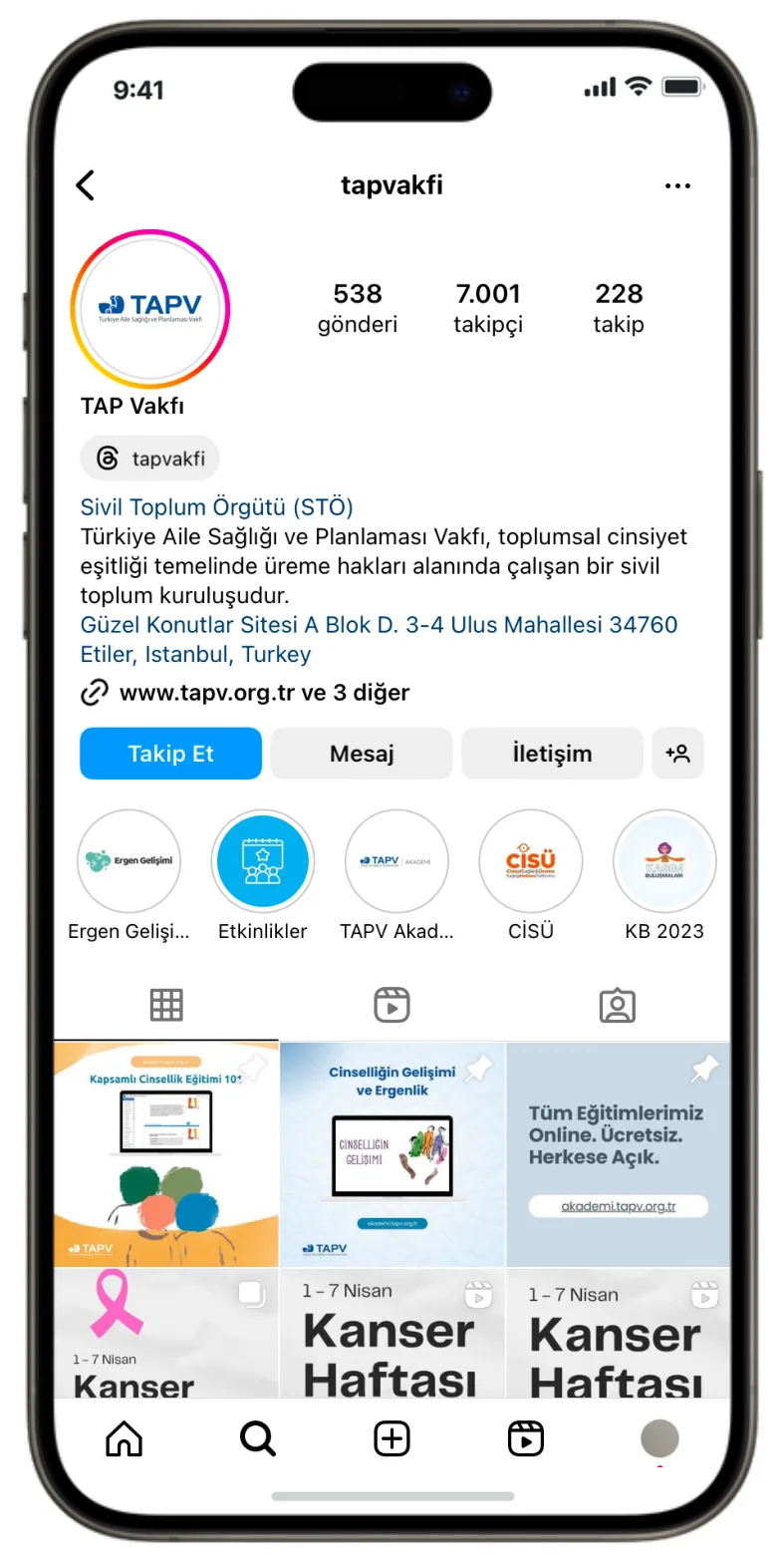 TAP VAKFI · Sosyal Medya